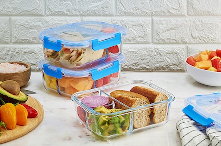 1 & 2 & 3 Compartment Glass Meal Prep Containers (3 Pack, 35 oz) - Glass  Food Storage Containers with Lids, Glass Bento Box Containers, Portion